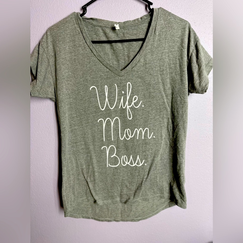 Mom. Wife. Boss. Vneck